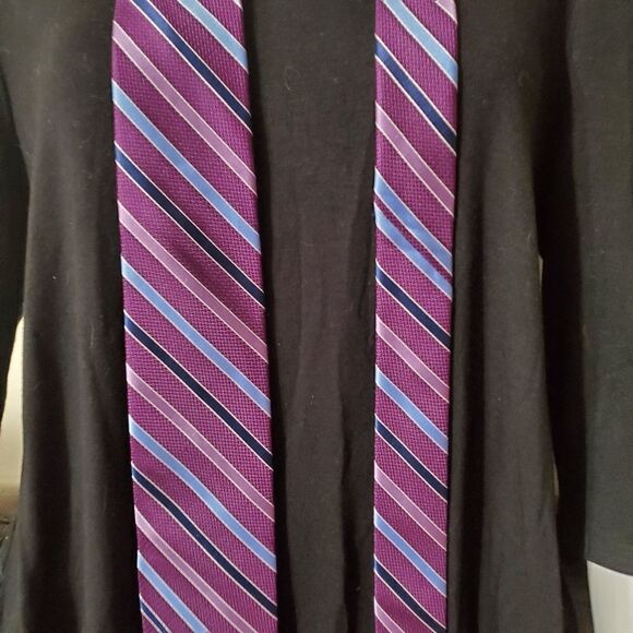 Croft & Barrow Purple & Blue Striped Silk Tie - Picture 3 of 5